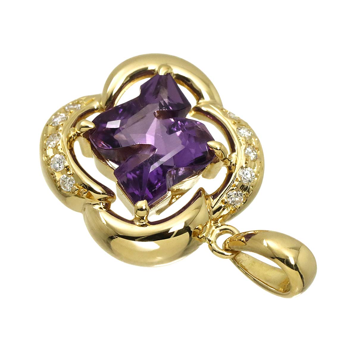 Amethyst Diamond 0.07ct Pendant Top 18K YG 750