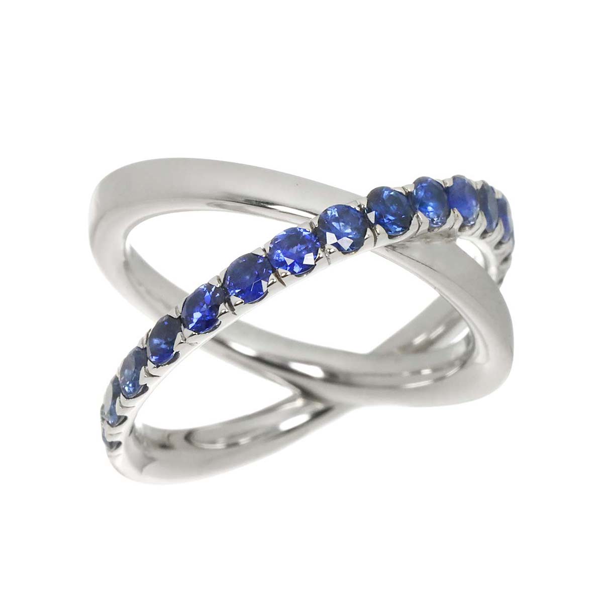 Sapphire 1.12ct Ring 18K WG 750 size5.5-5.75(US)