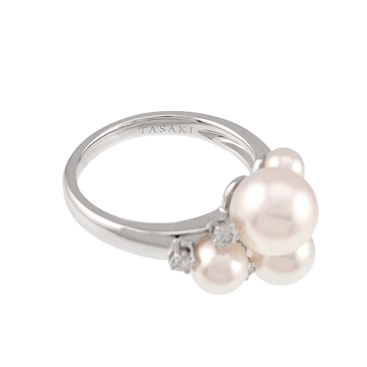 Akoya Pearl 7.9-3.9mm Diamond 0.14ct Ring 18K WG 750 6-6.25(US)