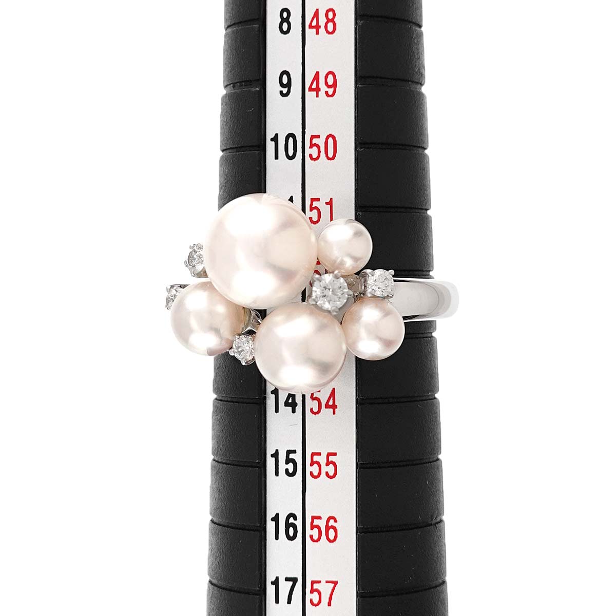 Akoya Pearl 7.9-3.9mm Diamond 0.14ct Ring 18K WG 750 6-6.25(US)