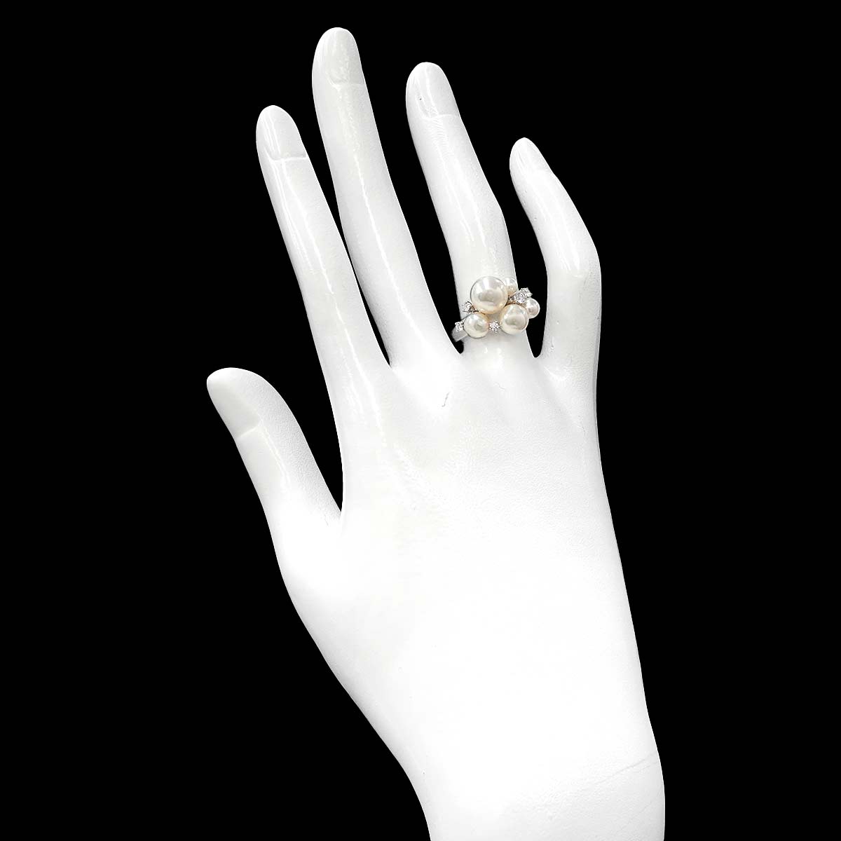 Akoya Pearl 7.9-3.9mm Diamond 0.14ct Ring 18K WG 750 6-6.25(US)