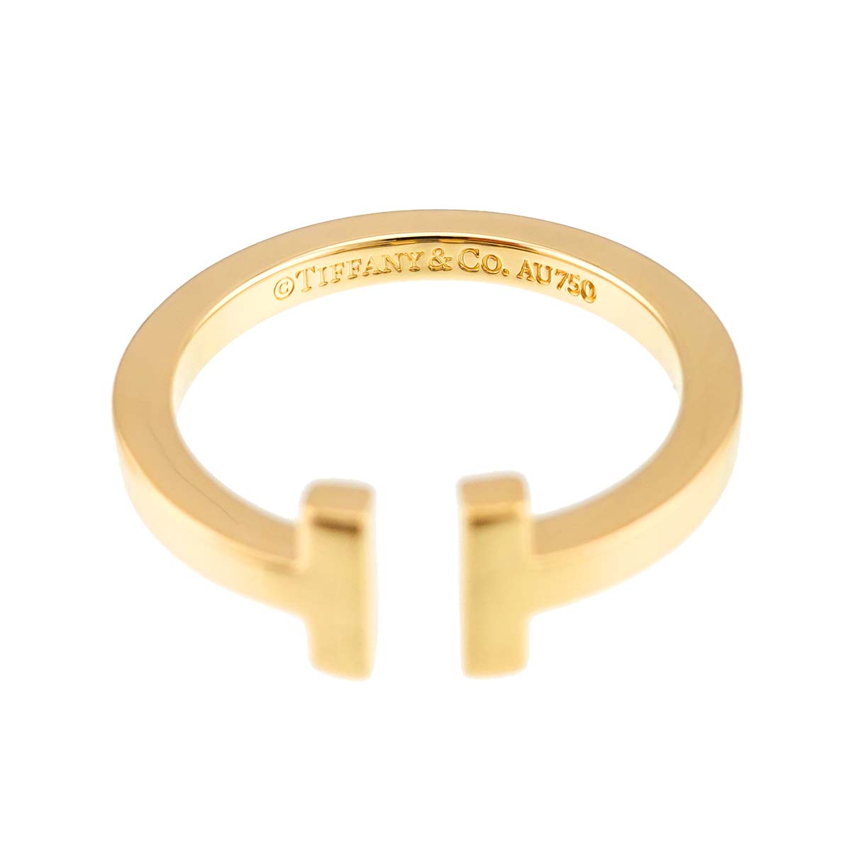 T Square Ring 18K YG Yellow Gold 750 size9.5(US)