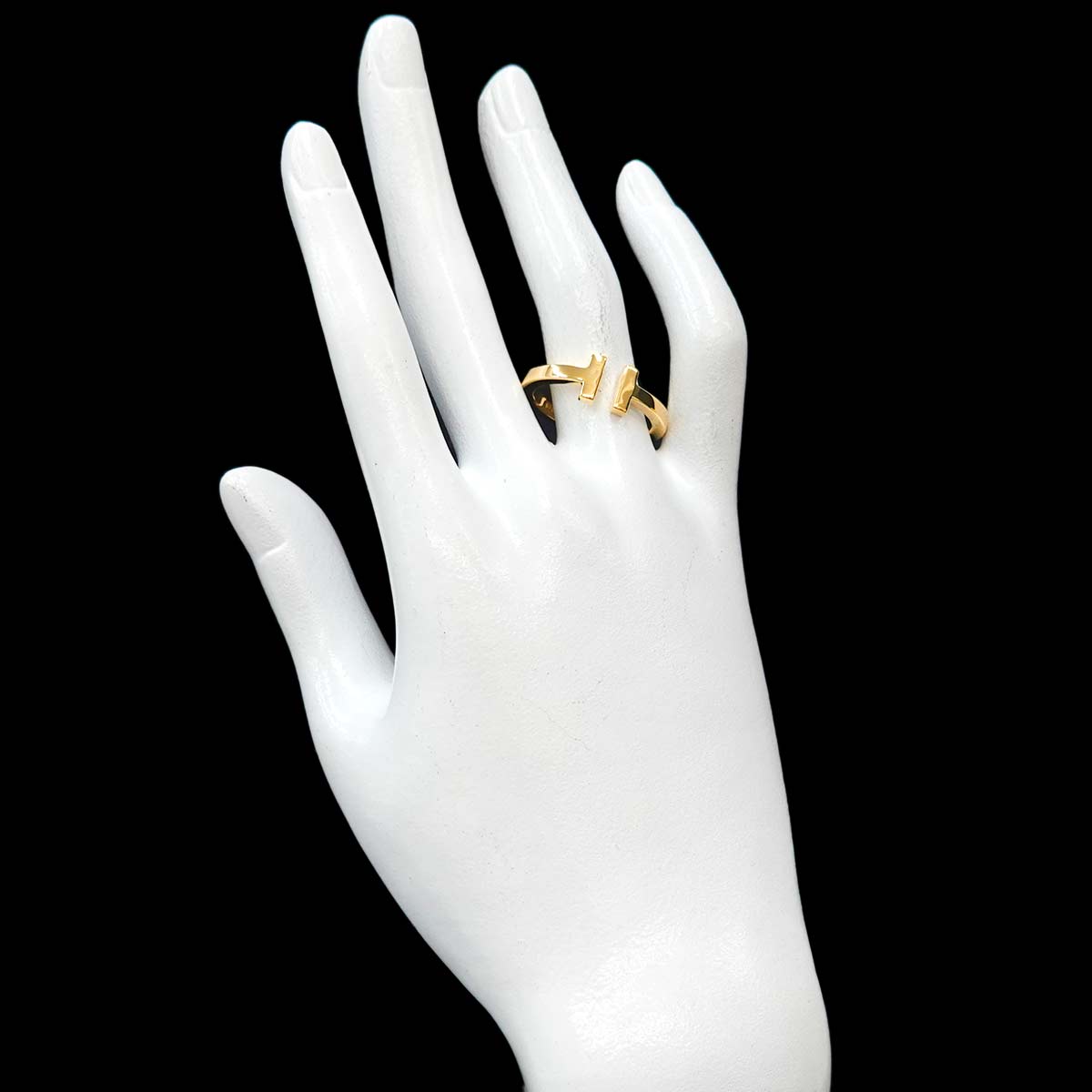 T Square Ring 18K YG Yellow Gold 750 size9.5(US)