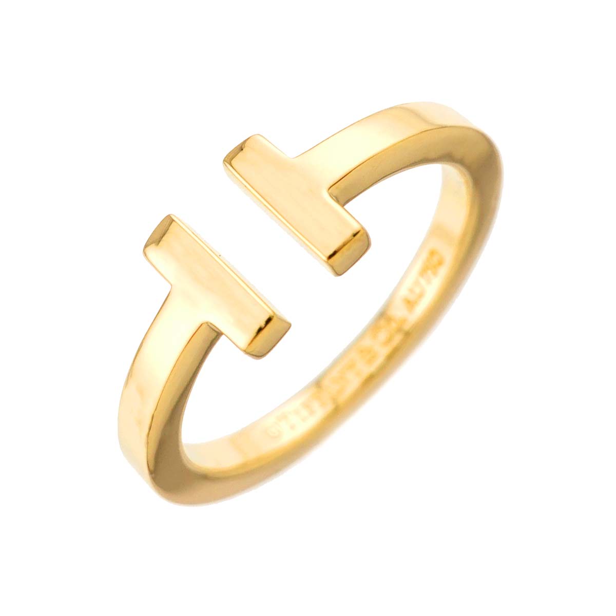 T Square Ring 18K YG Yellow Gold 750 size9.5(US)