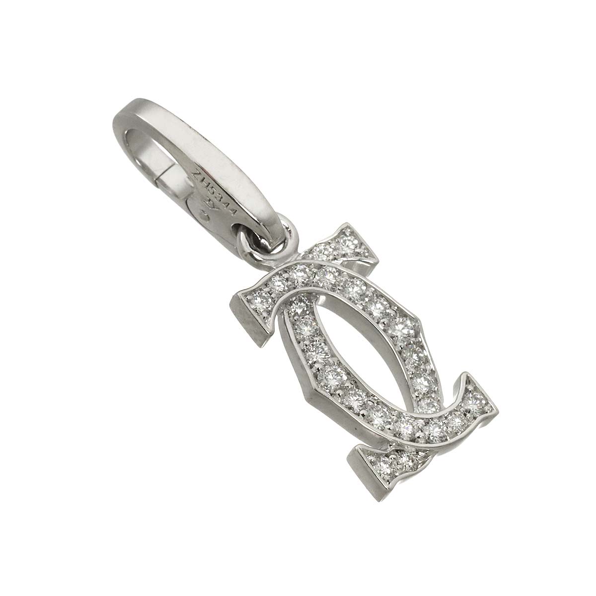 2C Diamond Charm Pendant Top 18K White Gold 750