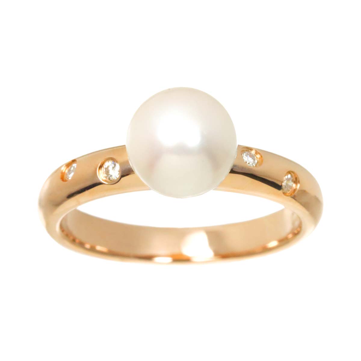 Akoya Pearl Diamond 0.05ct Ring 18K PG 750 Size5.5-5.75(US)