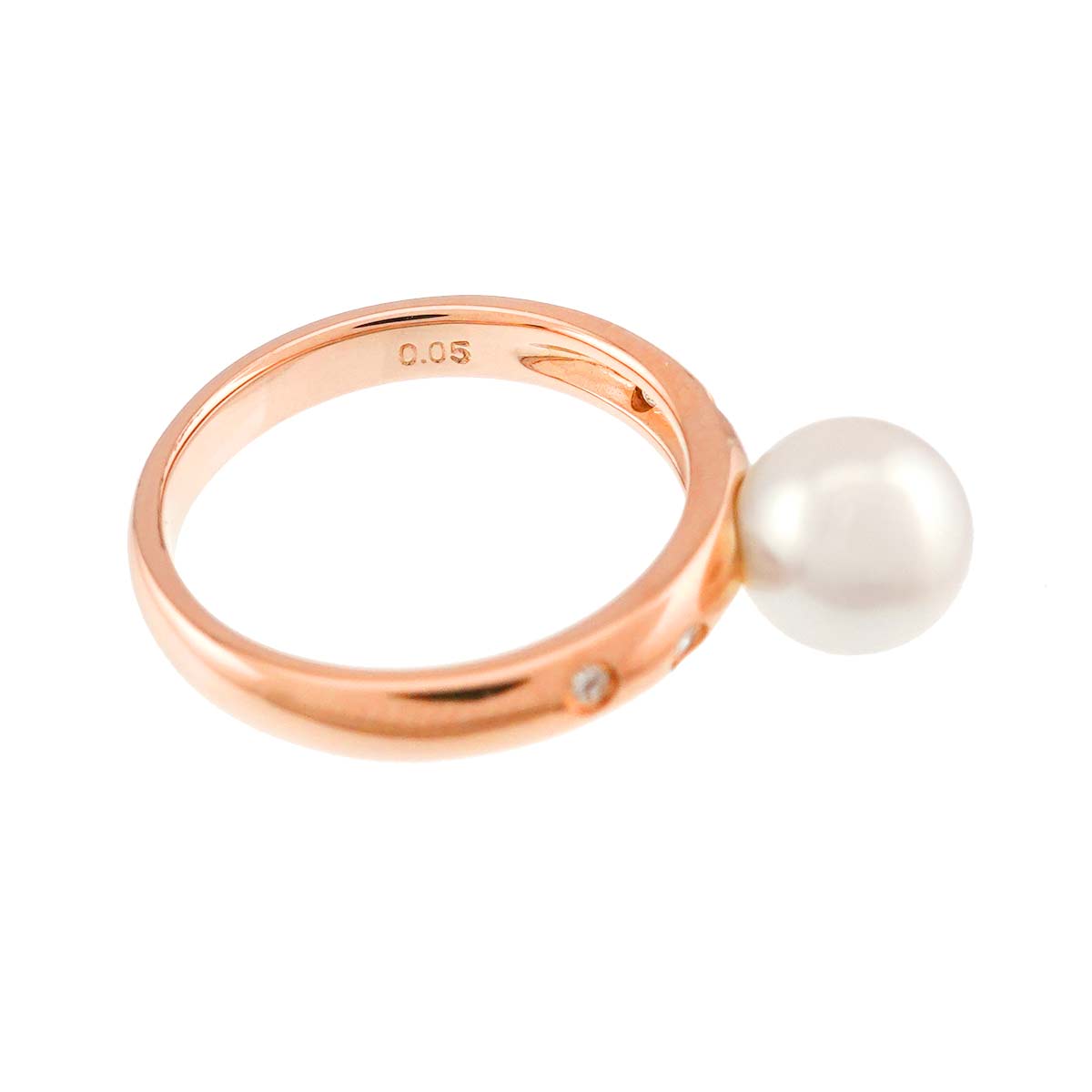 Akoya Pearl Diamond 0.05ct Ring 18K PG 750 Size5.5-5.75(US)