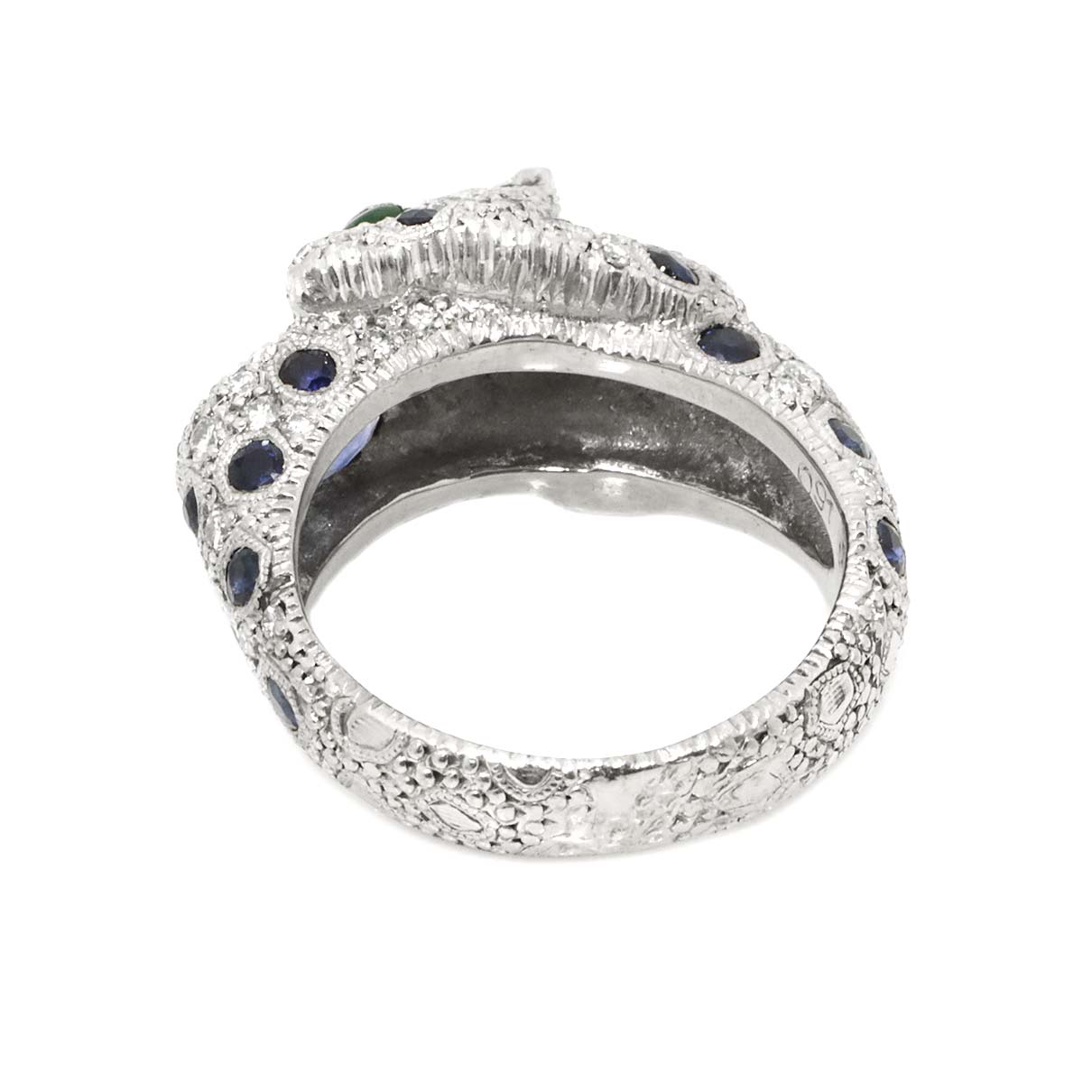 Sapphire Diamond Emerald Ring Pt Platinum size5.25-5.5(US)
