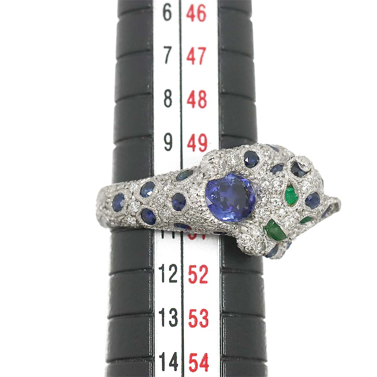 Sapphire Diamond Emerald Ring Pt Platinum size5.25-5.5(US)