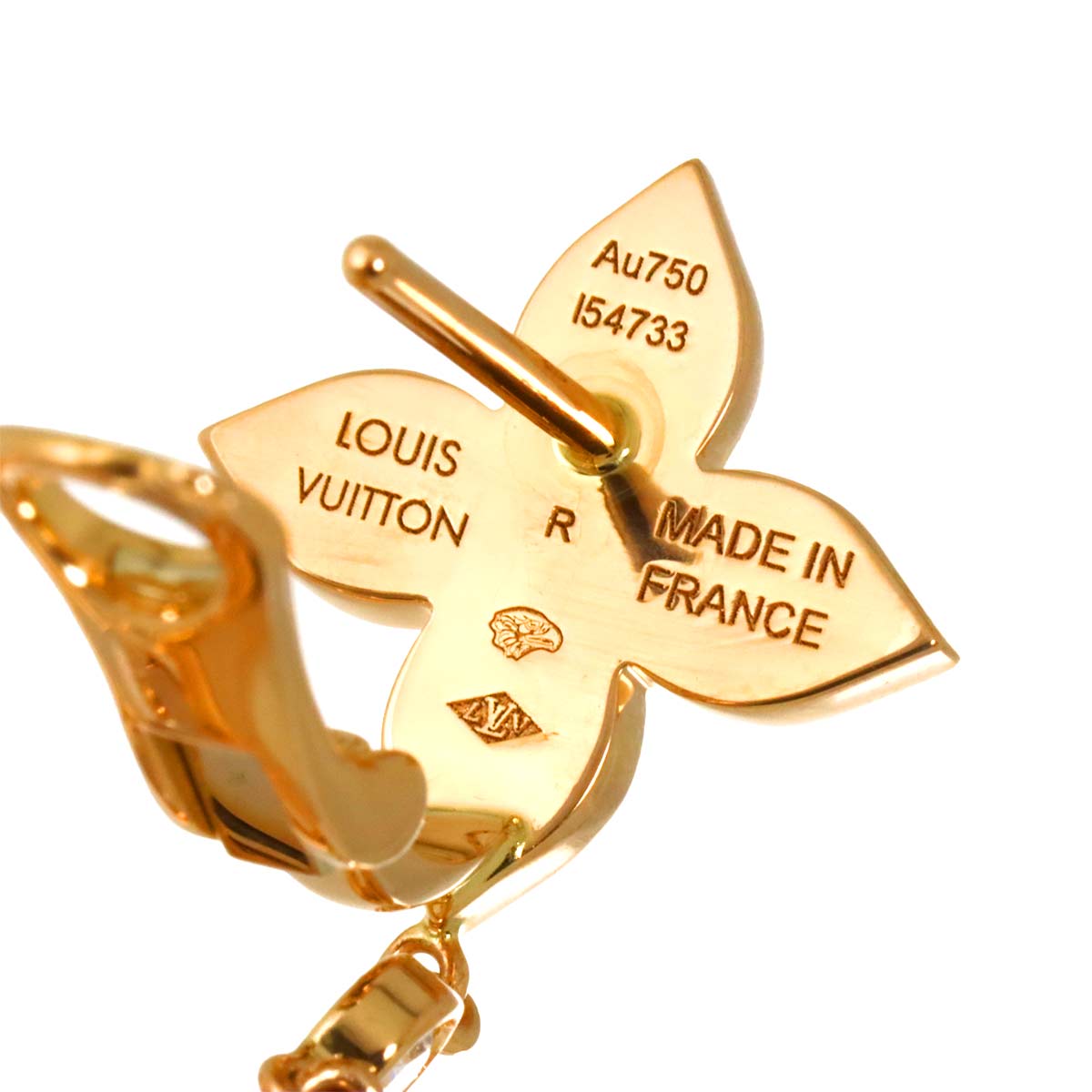 Blossom Diamond MOP Earrings Pierced 18K PG 750