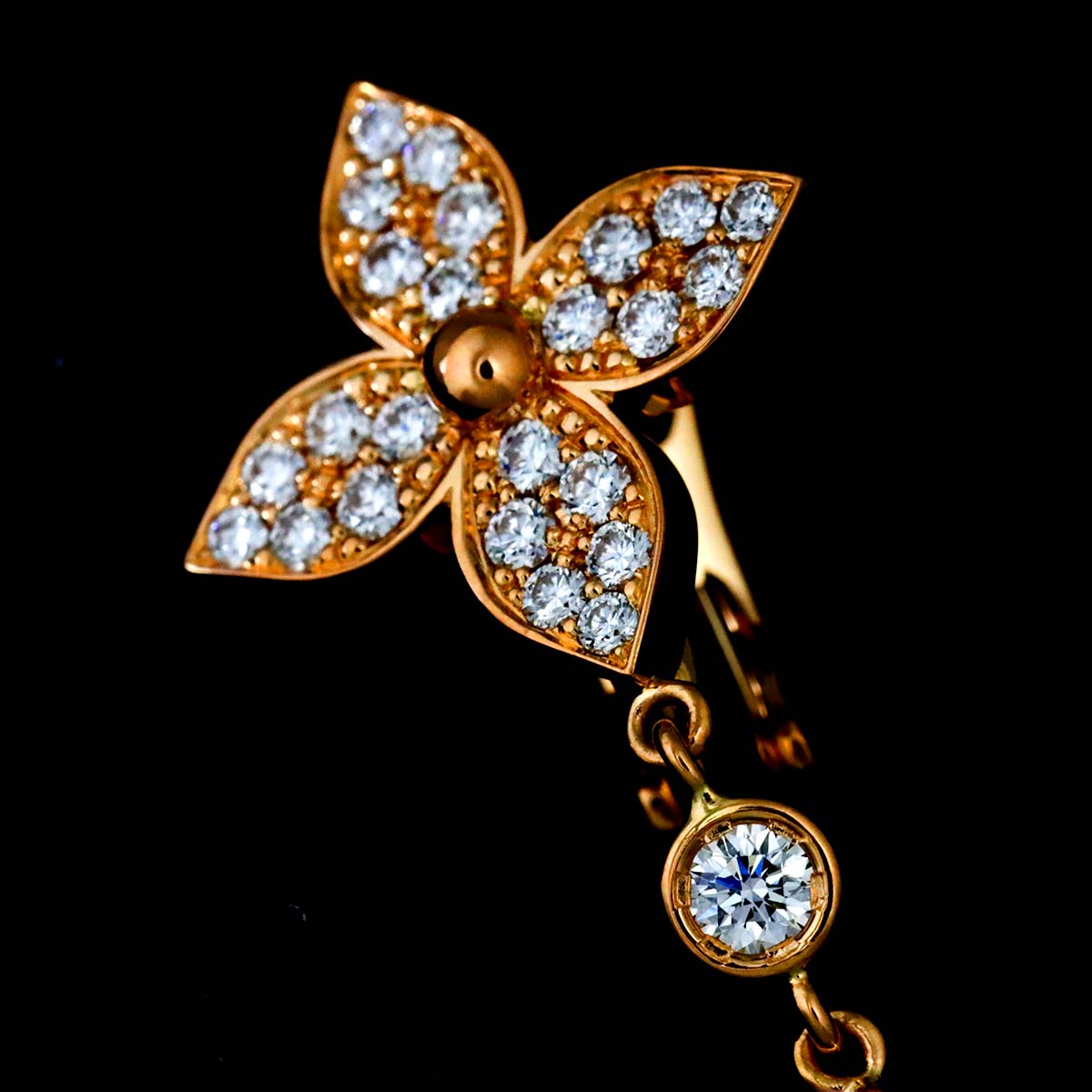 Blossom Diamond MOP Earrings Pierced 18K PG 750