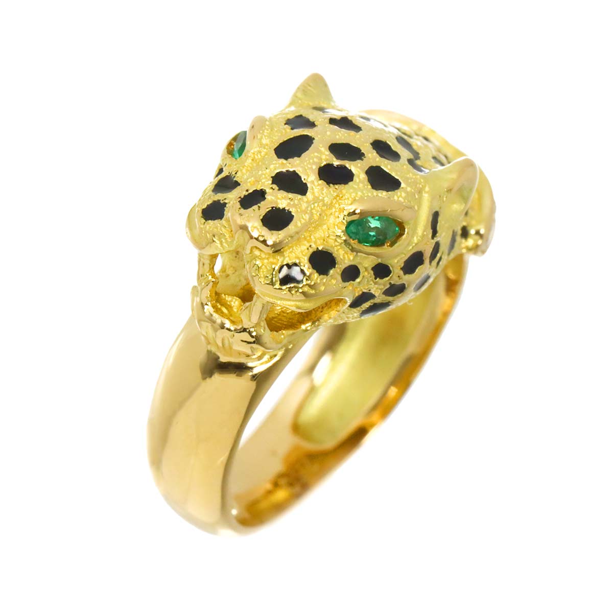 Emerald Diamond Ring 18K YG 750 size5.25((US)