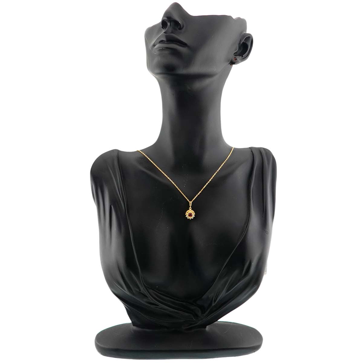 Ruby 0.30ct Diamond 0.10ct Necklace 18K Yellow Gold 750