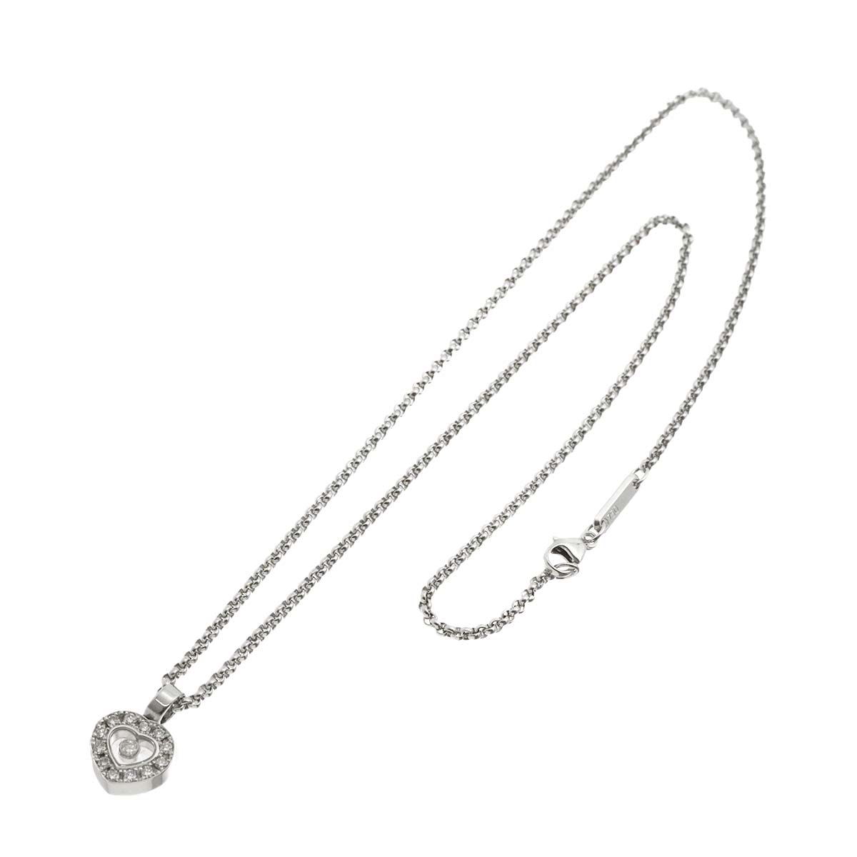 Happy Diamond Heart Necklace 18K White Gold 750