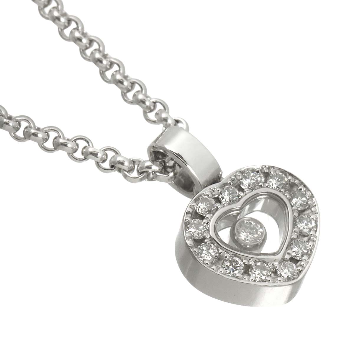 Happy Diamond Heart Necklace 18K White Gold 750