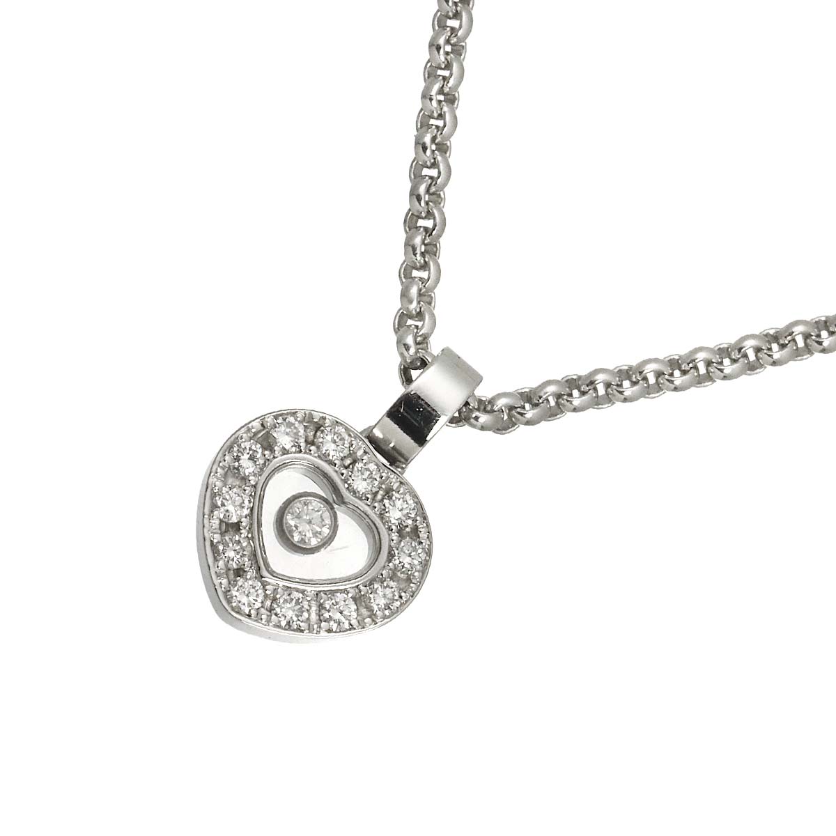 Happy Diamond Heart Necklace 18K White Gold 750