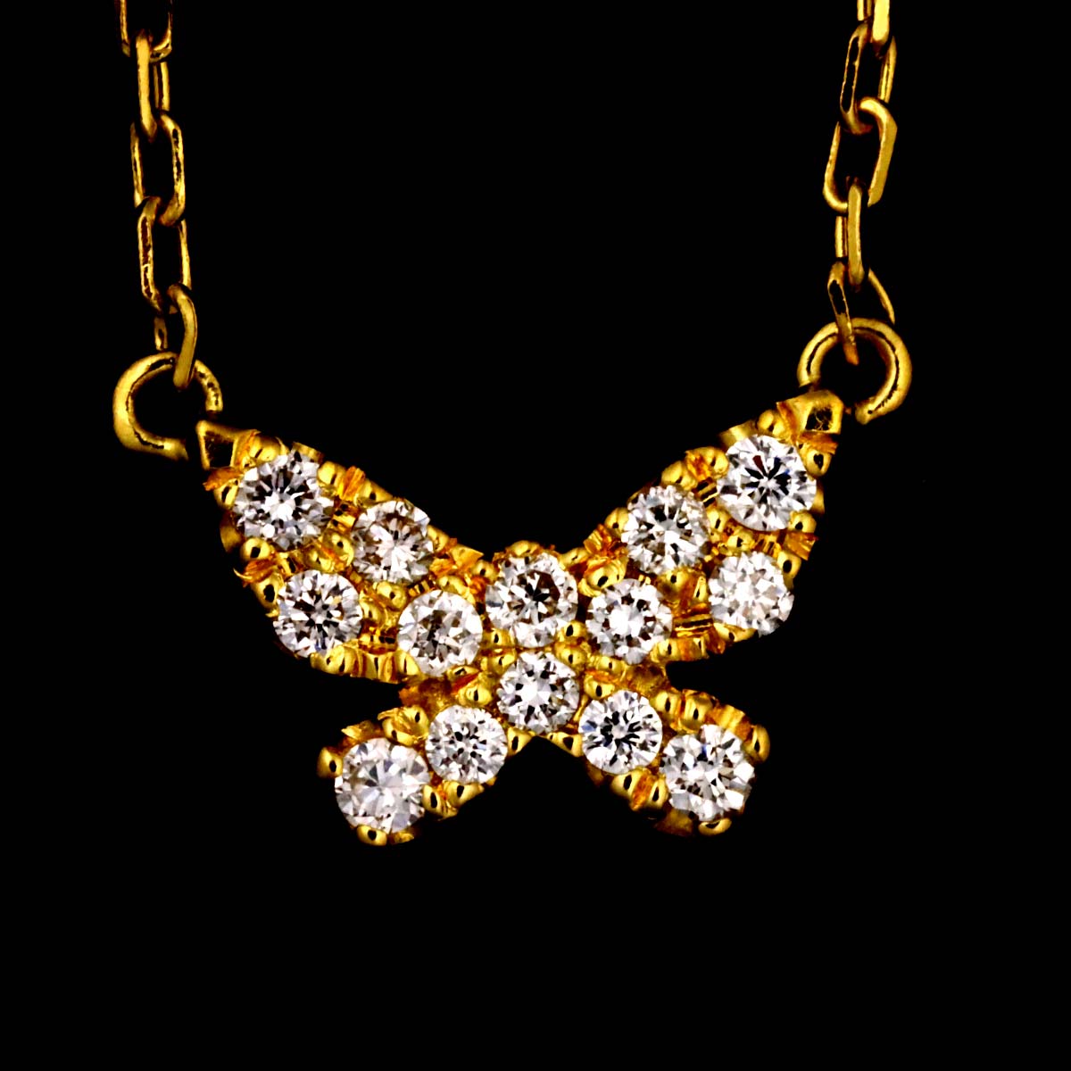 Butterfly Diamond 0.06ct Necklace 18K Yellow Gold 750