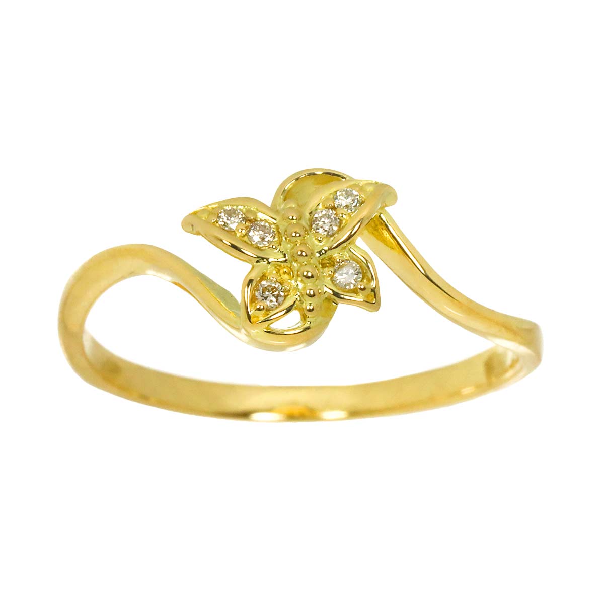 Diamond 0.04ct Ring 18K YG Yellow Gold 750 Size8-8.25(US)