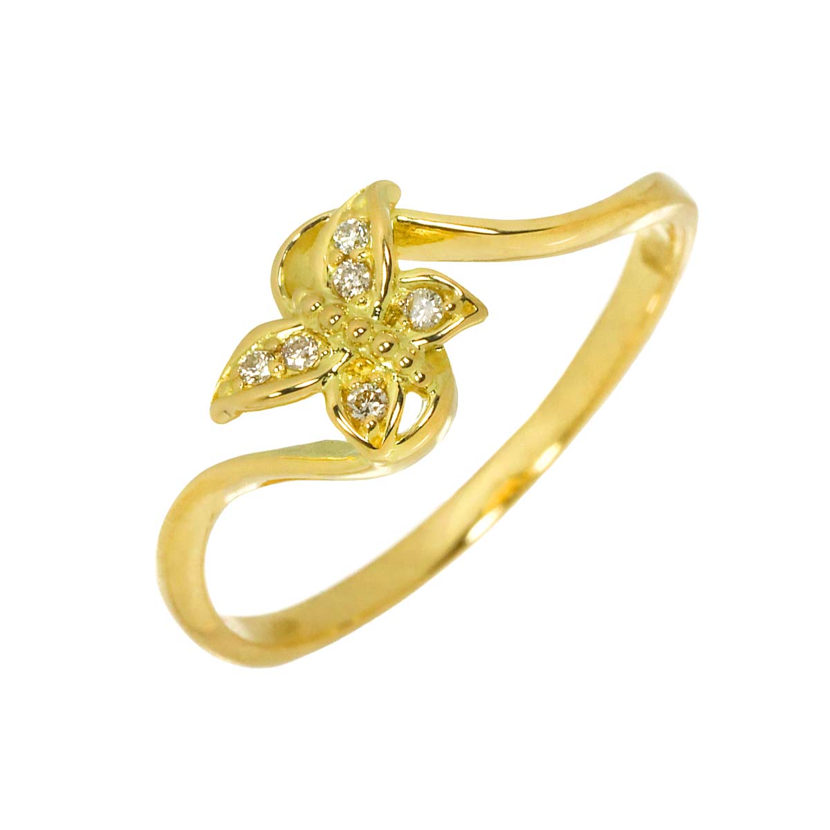 Diamond 0.04ct Ring 18K YG Yellow Gold 750 Size8-8.25(US)