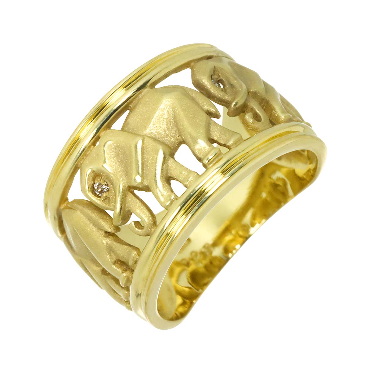 Diamond 0.03ct Ring 18K YG Yellow Gold 750 size6(US)