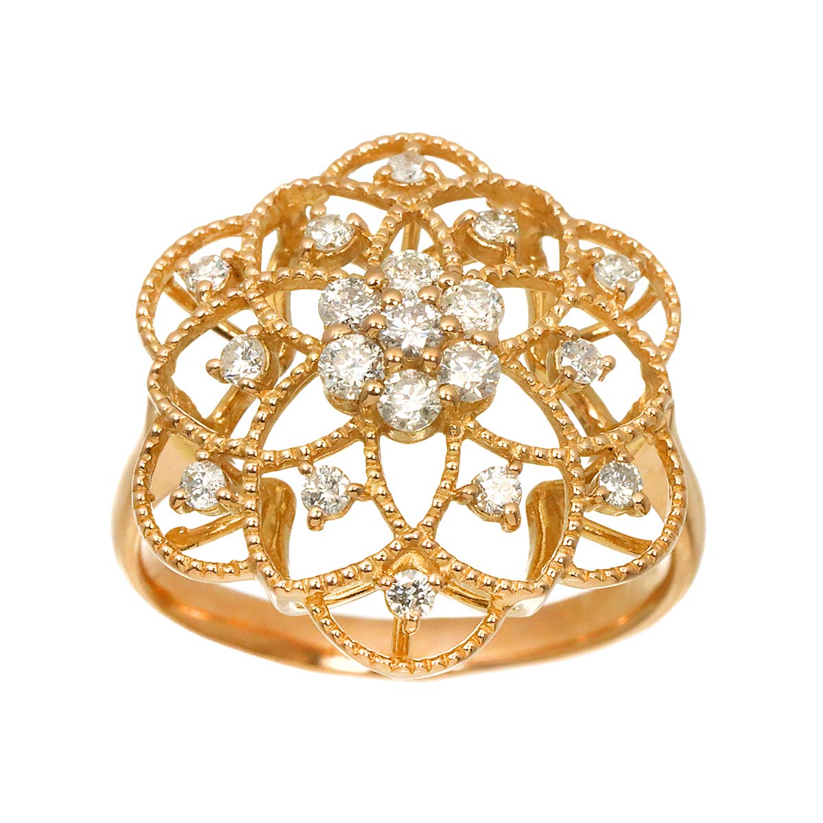 Diamond 0.50ct Ring 18K PG Pink Gold 750 Size6.75(US)