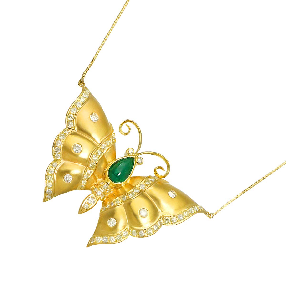 Emerald 1.20ct Diamond Necklace 18K Yellow Gold 750