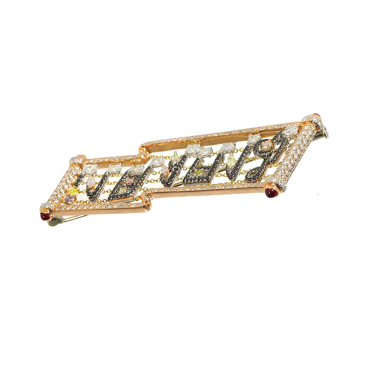Diamond Ruby Brooch 18K PG WG YG 750