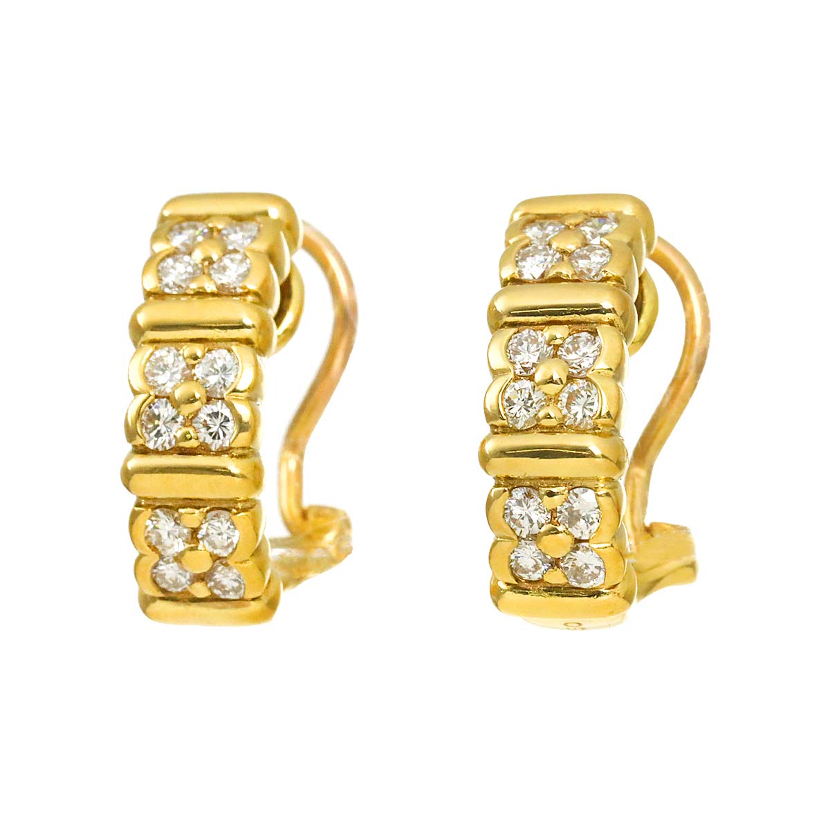 Diamond Earrings Clip on 18K YG 750