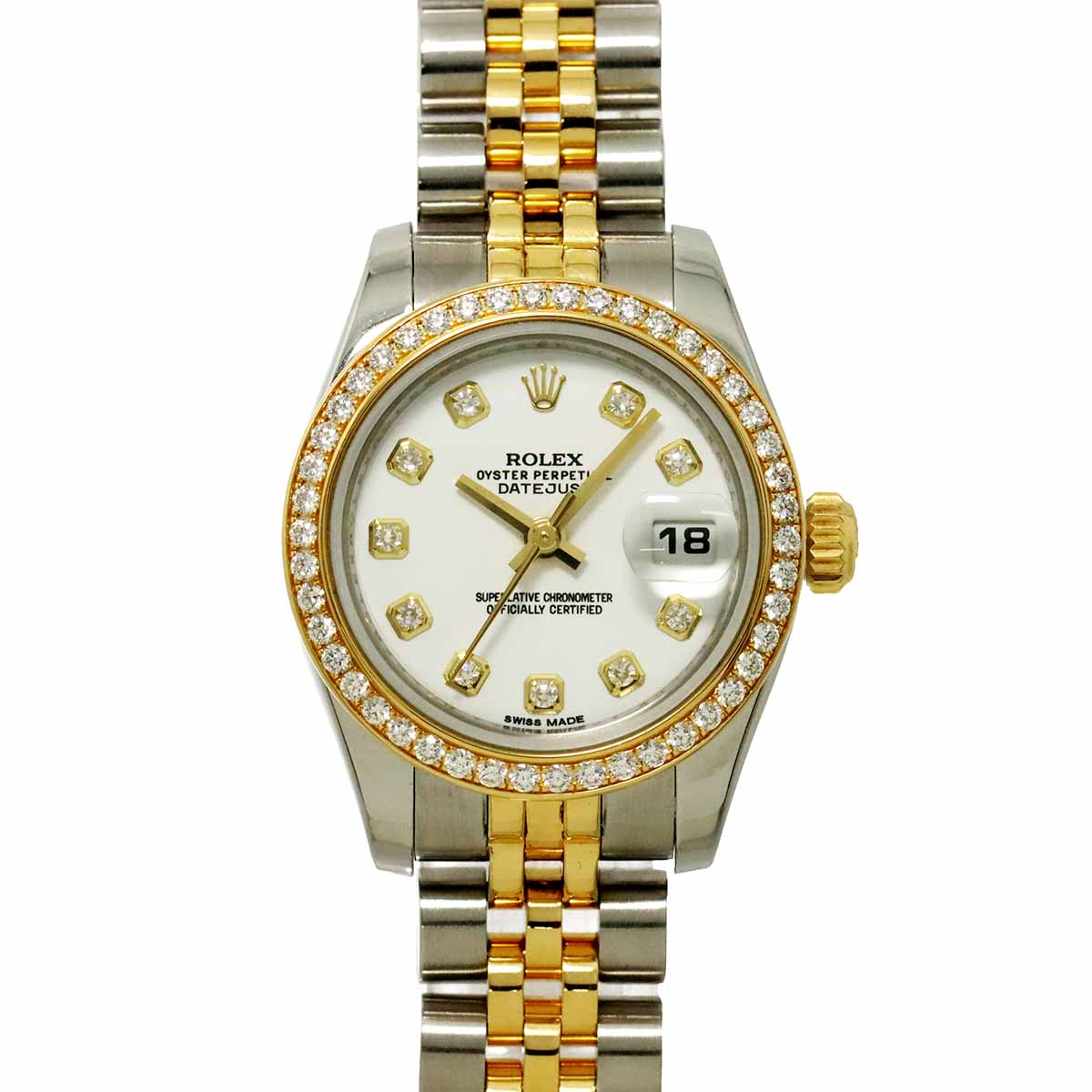 Datejust 179383G Serial Random Diamond 750 YG White Dial Ladies