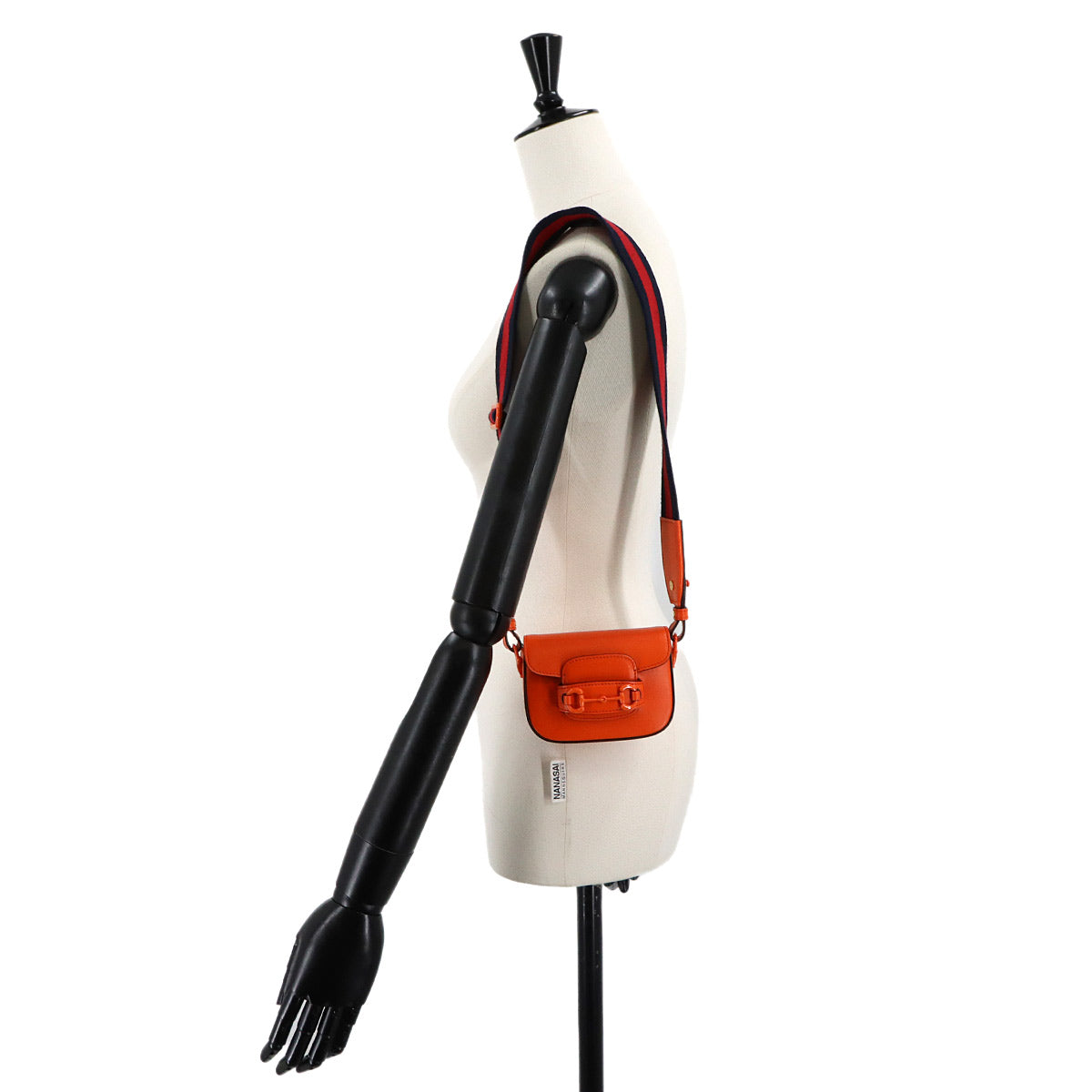 Horsebit 1955 Mini Chain Hand Shoulder Bag Leather Orange 726863