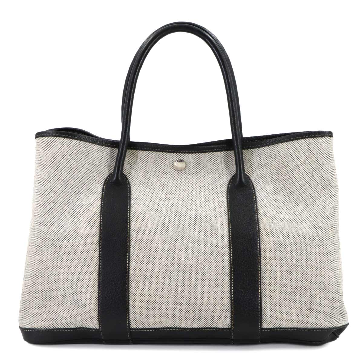 Garden Party PM Tote Bag Toile H Leather Black Gray
