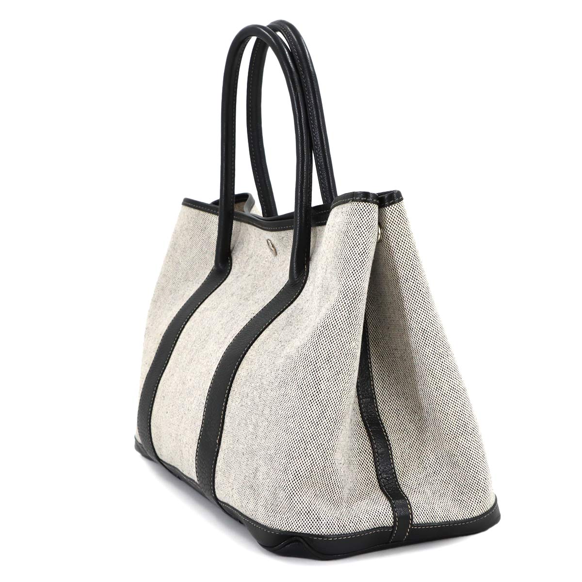 Garden Party PM Tote Bag Toile H Leather Black Gray