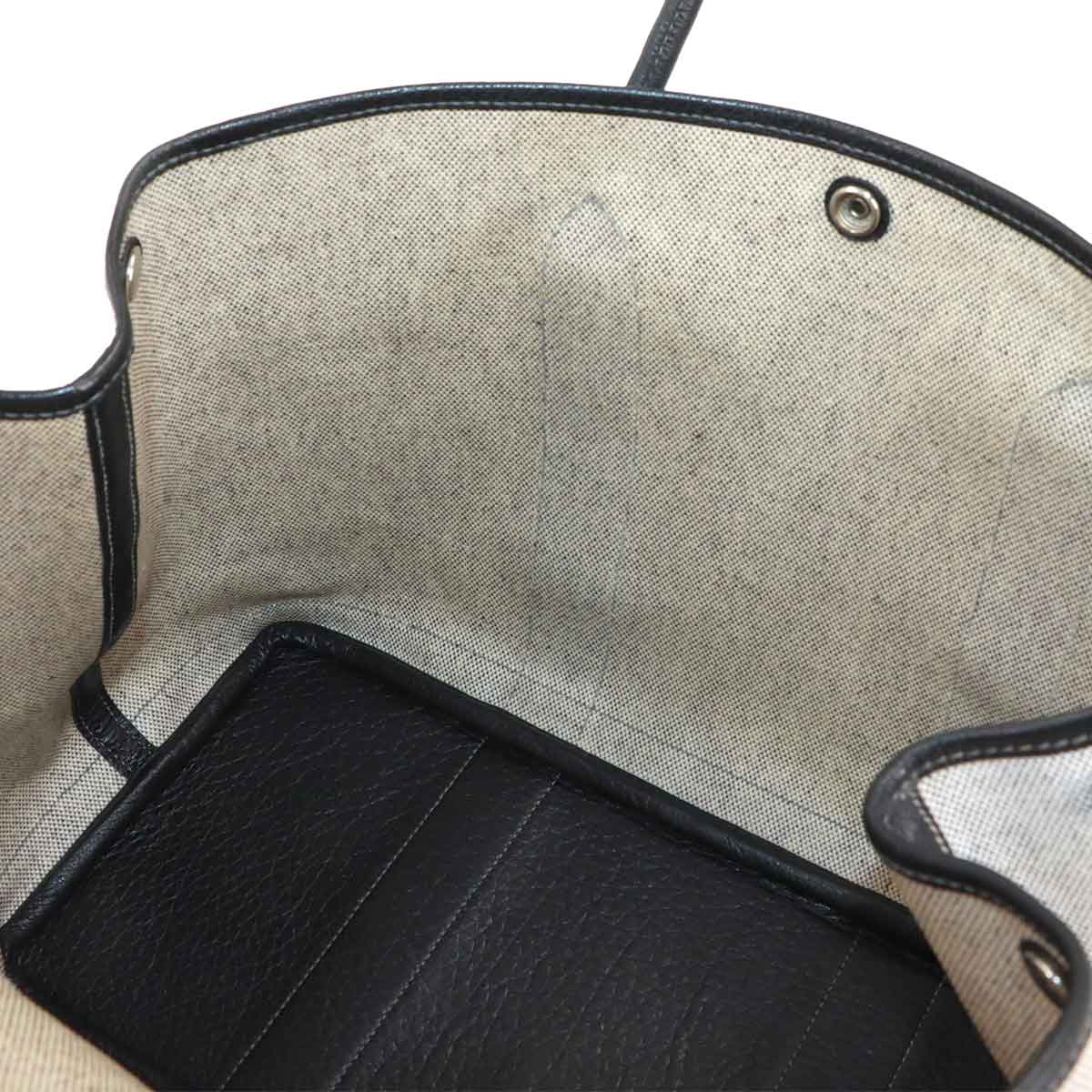 Garden Party PM Tote Bag Toile H Leather Black Gray