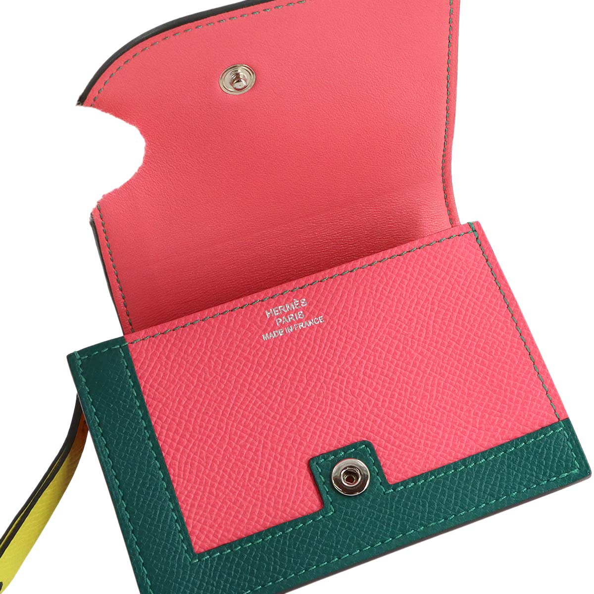 Camaiu Mini Coin Case Veau Epsom Rose Azalee Malachite Lime