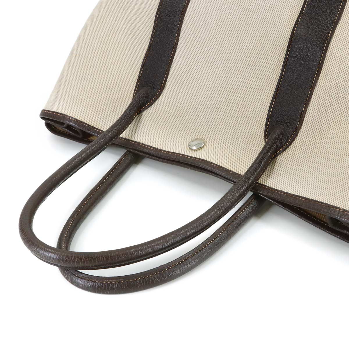 Garden Party PM Tote Bag Toile H Leather Natural Marron Purse