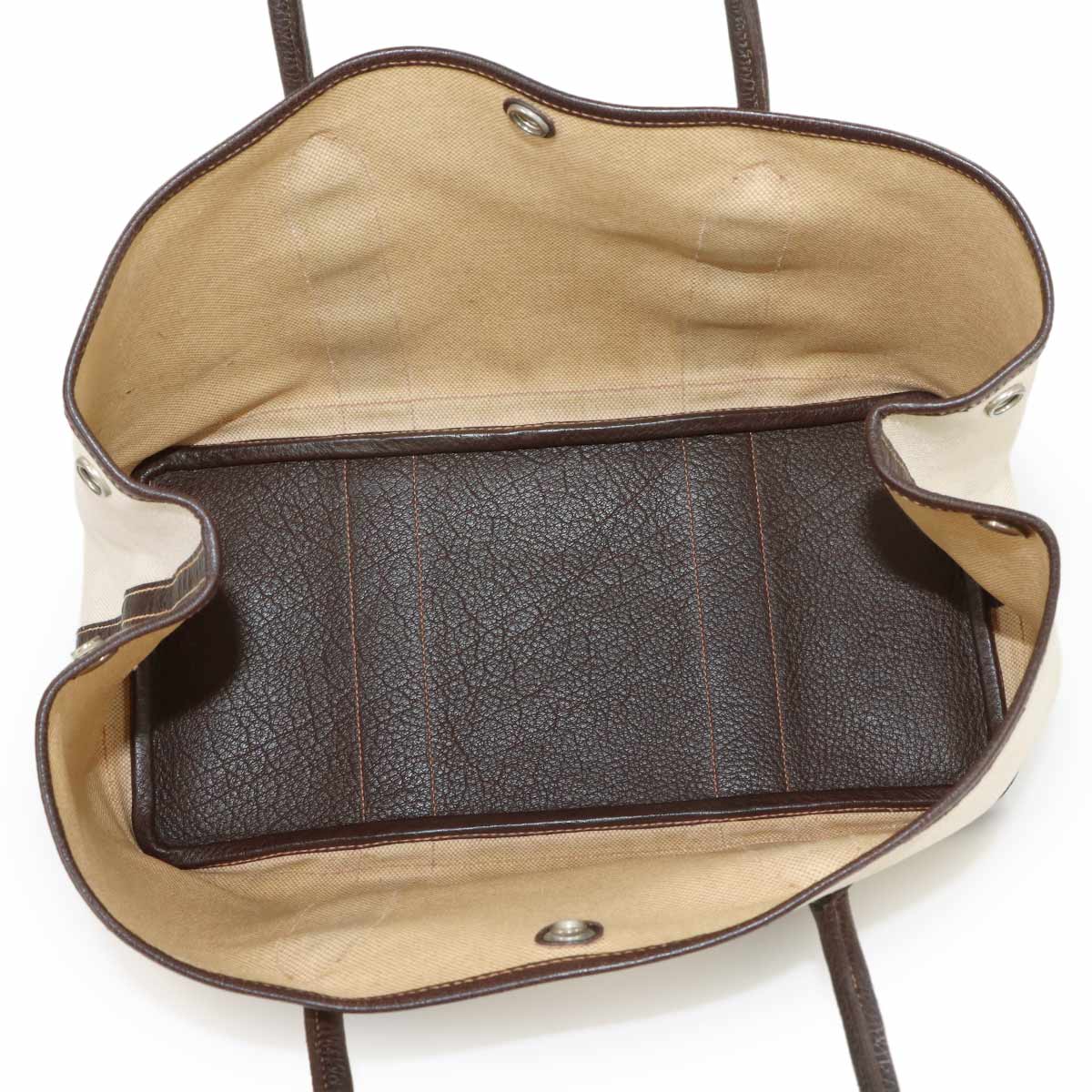Garden Party PM Tote Bag Toile H Leather Natural Marron Purse