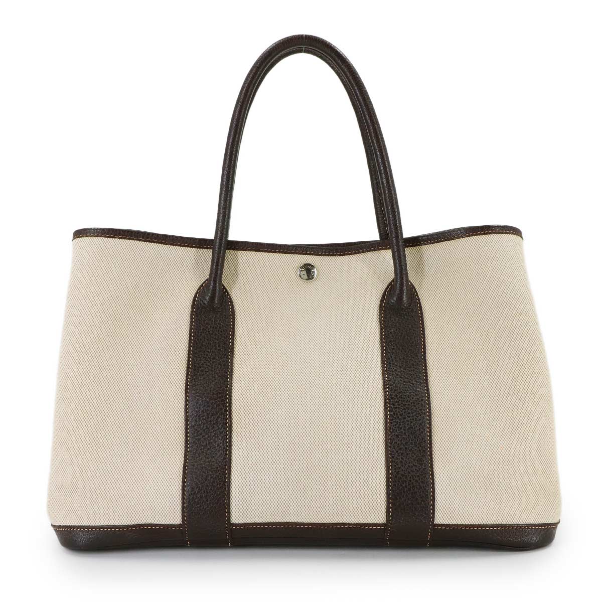Garden Party PM Tote Bag Toile H Leather Natural Marron Purse
