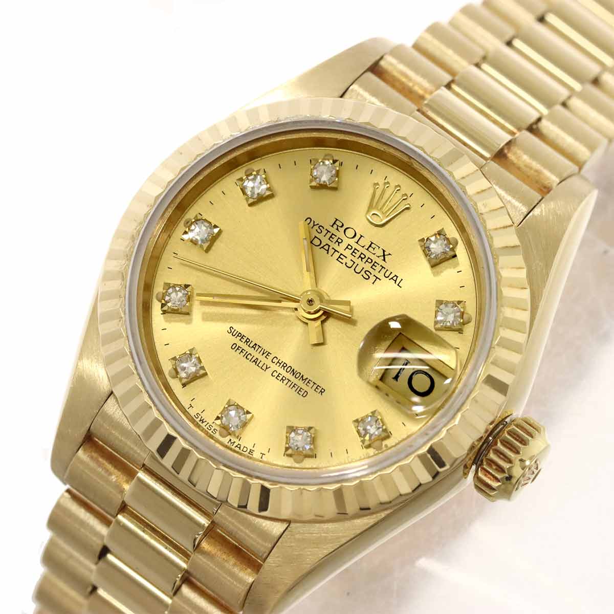 Datejust 69178G Serial 9 750 YG 10P Diamond Gold Dial Ladies