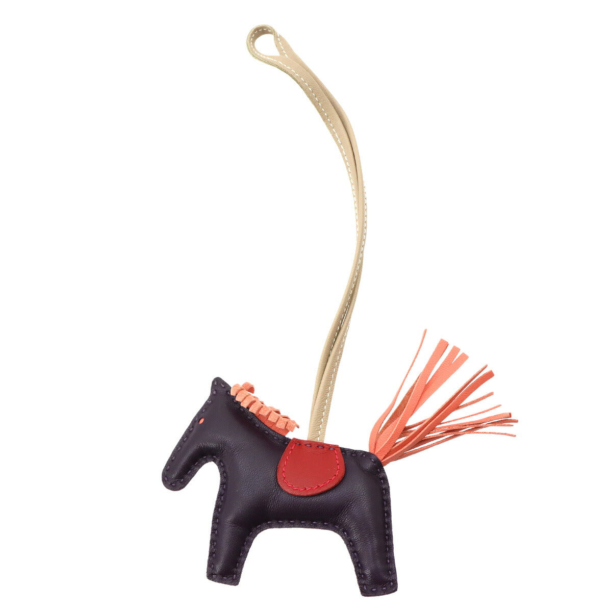 Rodeo PM Bag Charm Agneau Milo Raisin Flamingo Rouge Vif