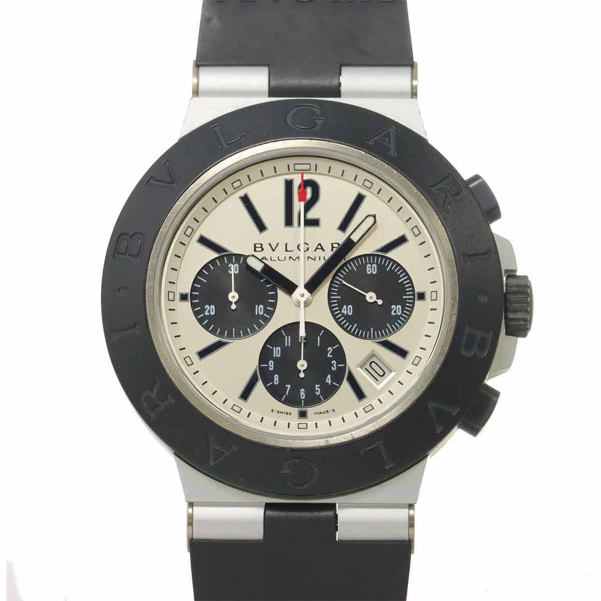 Aluminum AC44TA Chronograph Date Silver Black Dial Mens