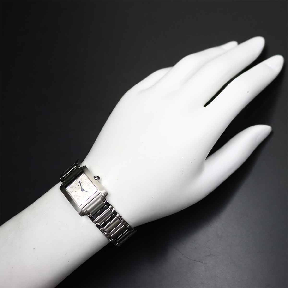 Cartier Tank Francaise SM WSTA0129 Quartz Silver Dial Ladies Watch