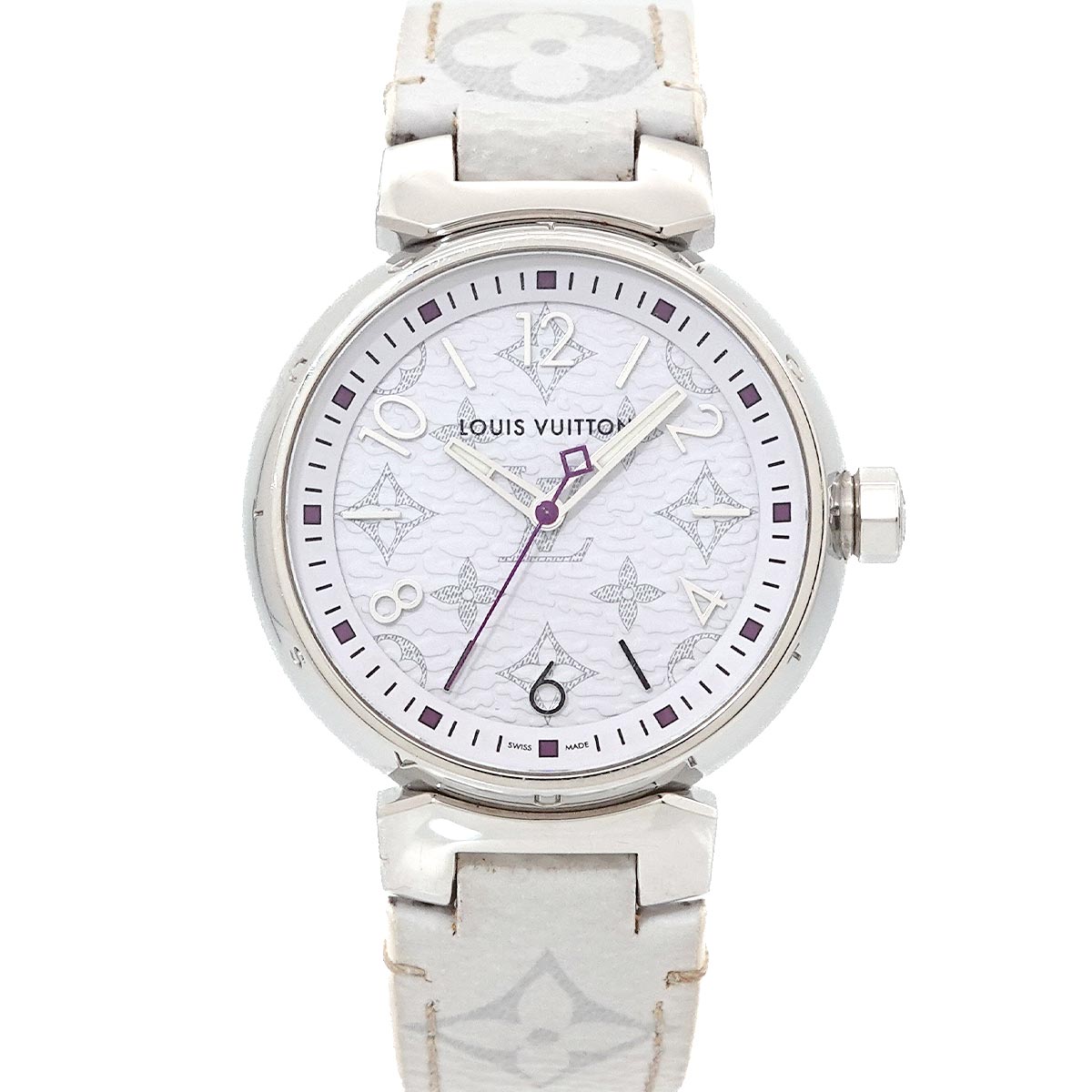 Tambour MM QA116 Quartz Monogram White Dial Ladies