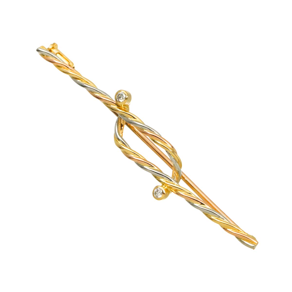 Diamond Brooch 18K YG WG PG 750