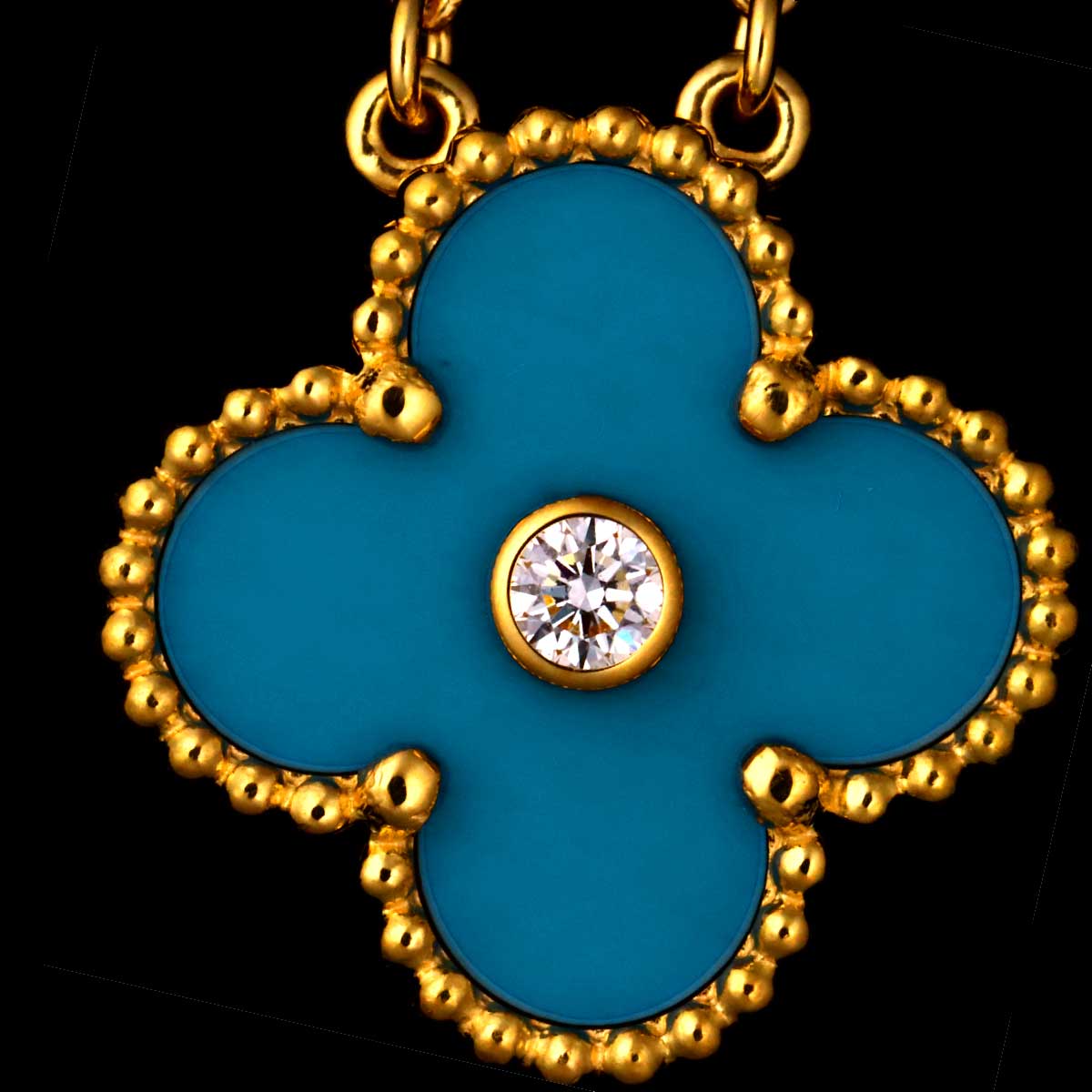 Vintage Alhambra Blue Sable Diamond Necklace 18K YG