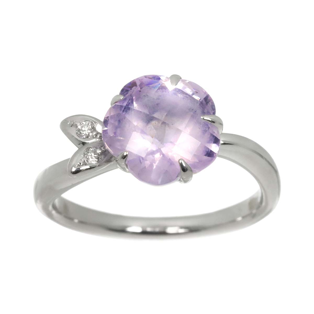 Amethyst Diamond 0.02ct Ring 18K WG 750 size5.75-6(US)