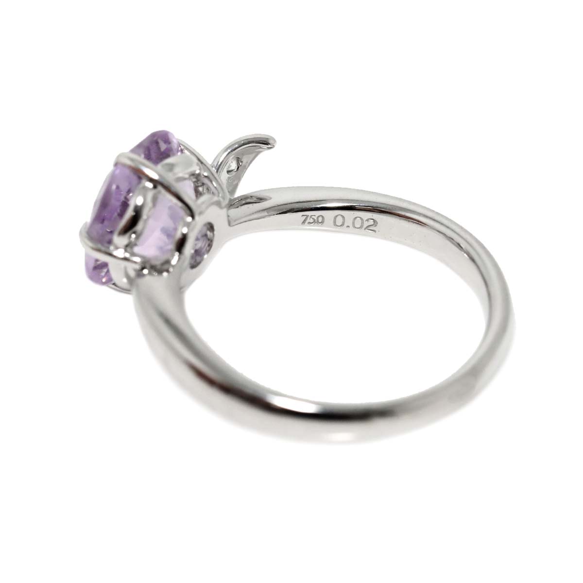 Amethyst Diamond 0.02ct Ring 18K WG 750 size5.75-6(US)
