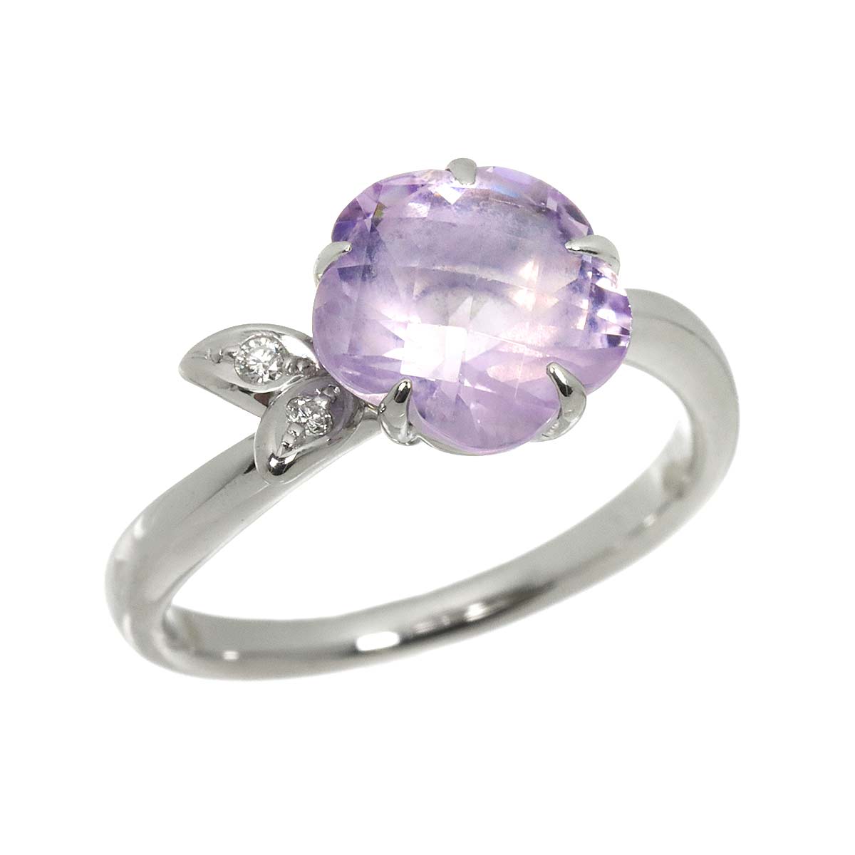 Amethyst Diamond 0.02ct Ring 18K WG 750 size5.75-6(US)