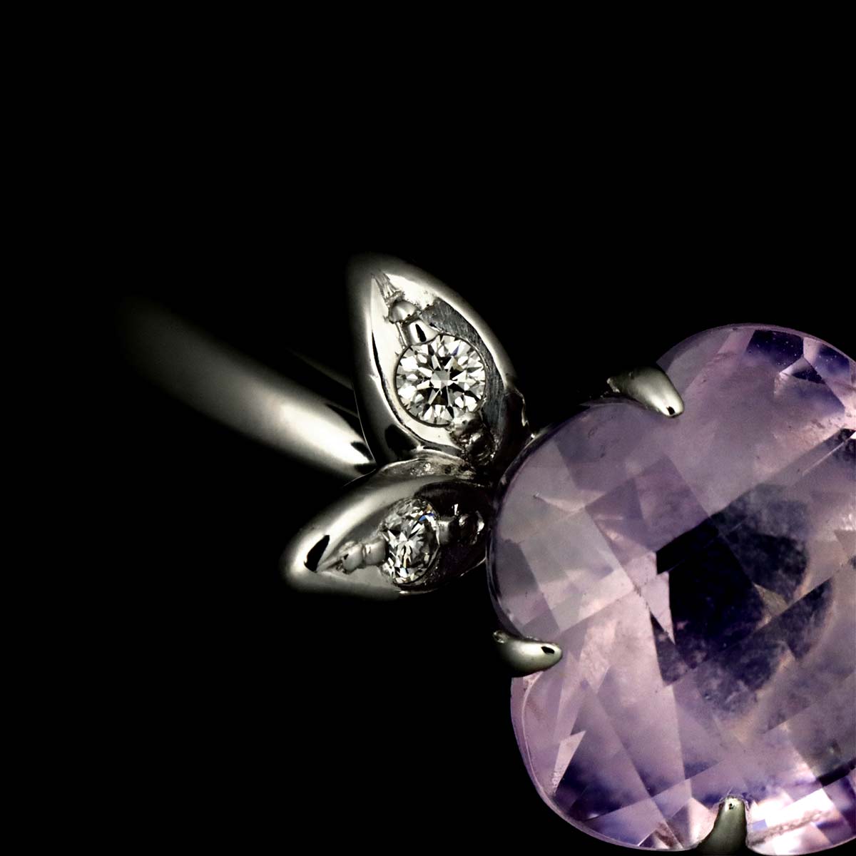 Amethyst Diamond 0.02ct Ring 18K WG 750 size5.75-6(US)