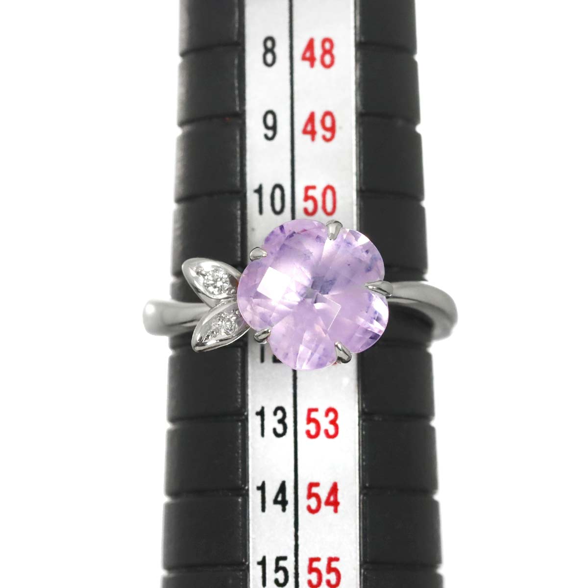 Amethyst Diamond 0.02ct Ring 18K WG 750 size5.75-6(US)