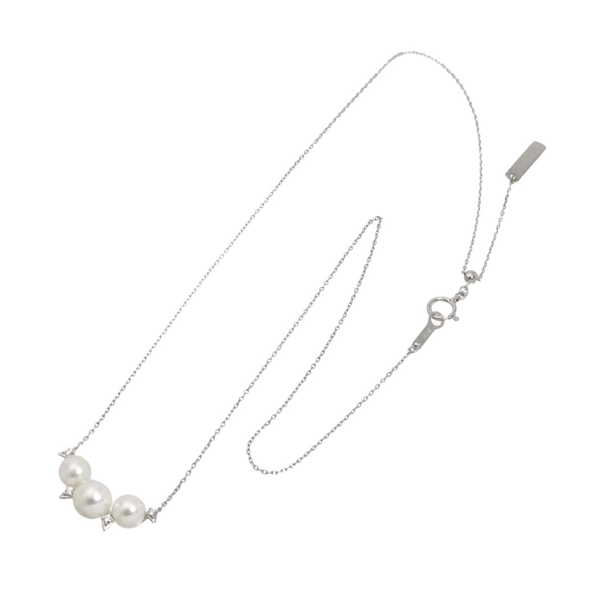 Akoya Pearl 6.8-5.9mm Diamond Necklace 18K WG 750